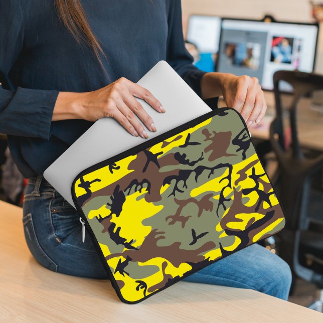 Gele en bruine camouflage, leger, leger laptop sleeve (Creator heeft geüpload)
