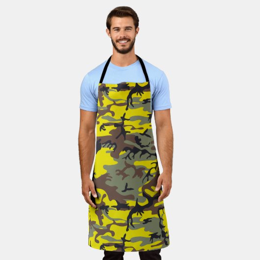 Gele en bruine camouflage, leger, leger schort (Gedragen)