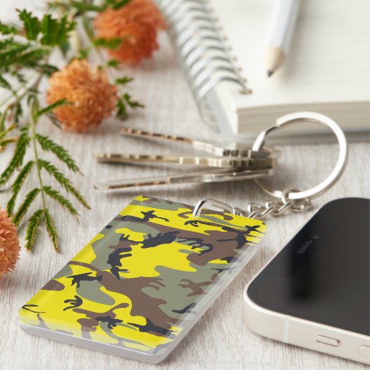 Gele en bruine camouflage, leger, leger sleutelhanger (Voorkant Rechts)