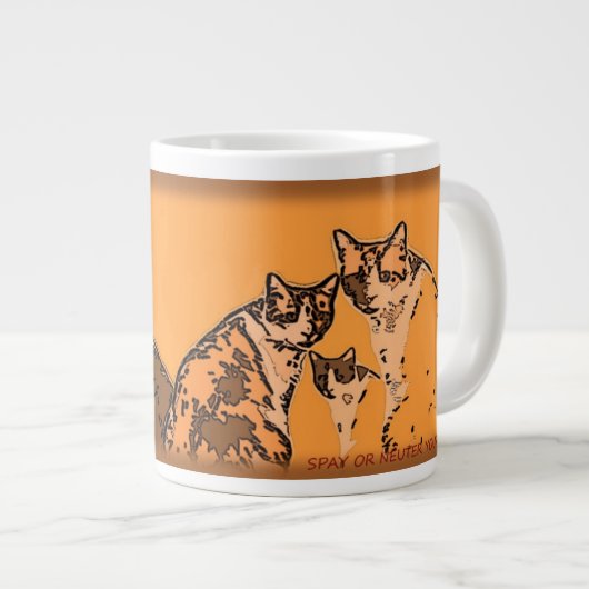 Gele en bruine katten grote koffiekop (Voorkant rechts)