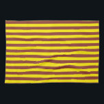 Gele en bruine strepen ontwerp theedoek<br><div class="desc">Geel en bruin horizontale strepen lijnen naadloos herhalen Patroon Ontwerp Achtergrond Print</div>