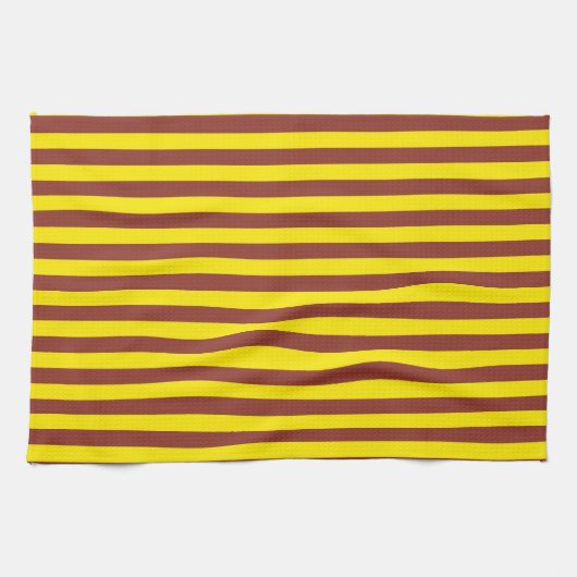 Gele en bruine strepen ontwerp theedoek (Horizontaal)