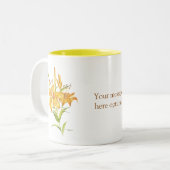 Gele en bruine tijgerlelaar met gezegde Mok (Voorkant links)