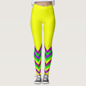 Gele en gekleurde chevronstrepen leggings (Voorkant)