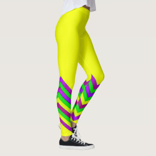 Gele en gekleurde chevronstrepen leggings