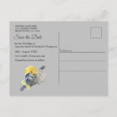 Gele en gele tulpen op textuur. aankondigingskaart (Achterkant)