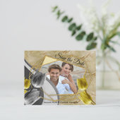 Gele en gele tulpen op textuur. aankondigingskaart (Staand voorkant)