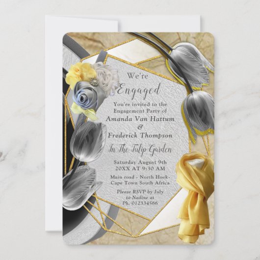 Gele en gele tulpen op textuur. kaart (Voorkant)