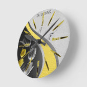 Gele en gele tulpen op textuur. ronde klok (Hoek)