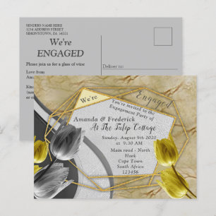 Gele en gele tulpen op textuur. uitnodiging briefkaart