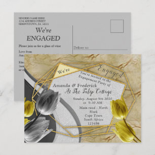 Gele en gele tulpen op textuur. uitnodiging briefkaart