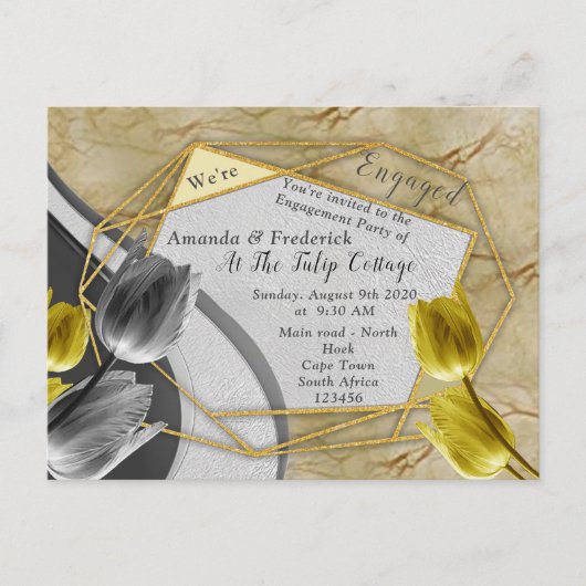 Gele en gele tulpen op textuur. uitnodiging briefkaart (Voorkant)