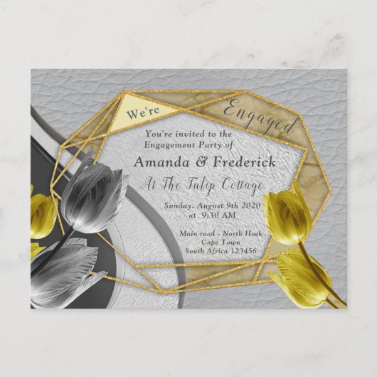 Gele en gele tulpen op textuur. uitnodiging briefkaart (Voorkant)