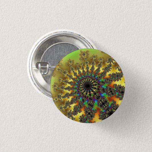 Gele en gouden uitbarsting ronde button 3,2 cm (Voorkant /achterkant)