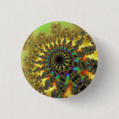 Gele en gouden uitbarsting ronde button 3,2 cm (Voorkant)