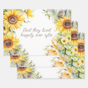 Gele en Gouden Zonnebloemen Frame Gepersonaliseerd Inpakpapier Vel