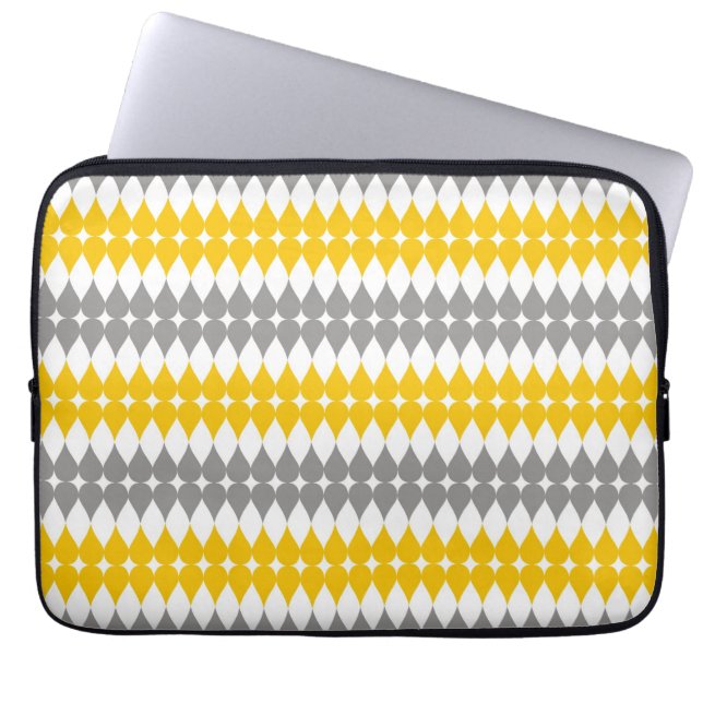 Gele en grijze beschermhoes voor het looppatroon v laptop sleeve (Voorkant)