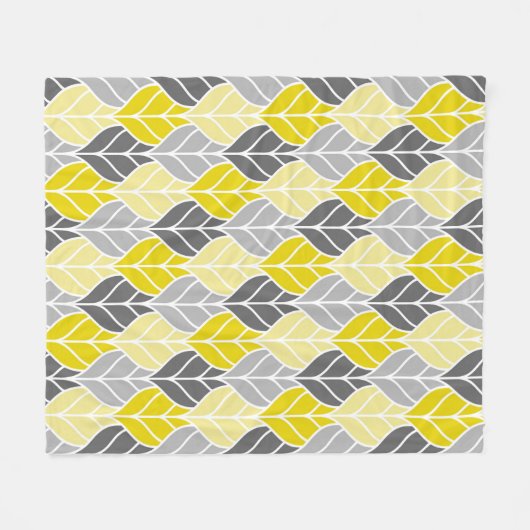 Gele en grijze bladeren fleece deken (Voorkant (Horizontaal))