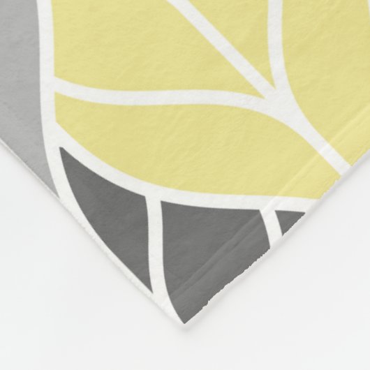 Gele en grijze bladeren fleece deken (Hoek)