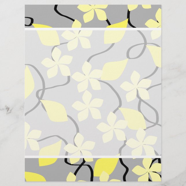 Gele en grijze bloemen. Floral Pattern. (Voorkant)