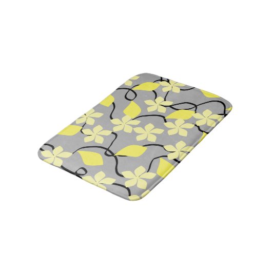 Gele en grijze bloemen. Floral Pattern. Badmat (Gekanteld)