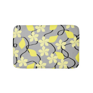 Gele en grijze bloemen. Floral Pattern. Badmat