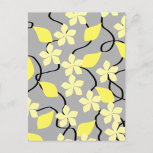 Gele en grijze bloemen. Floral Pattern. Briefkaart