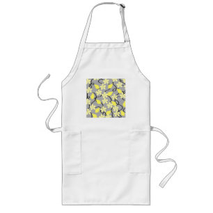 Gele en grijze bloemen. Floral Pattern. Lang Schort