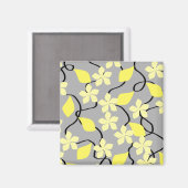 Gele en grijze bloemen. Floral Pattern. Magneet (Voorkant / Achterkant)