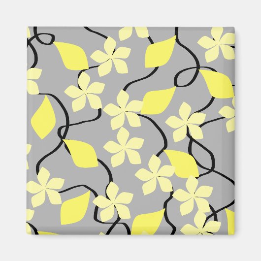Gele en grijze bloemen. Floral Pattern. Magneet (Voorkant)