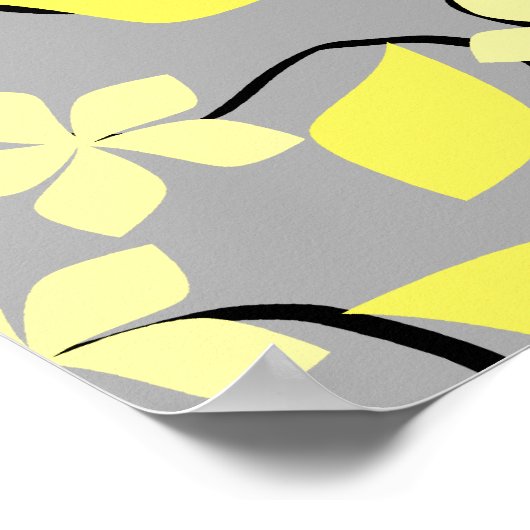 Gele en grijze bloemen. Floral Pattern. Poster (Hoek)