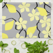 Gele en grijze bloemen. Floral Pattern. Theedoek (Gevouwen)