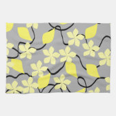 Gele en grijze bloemen. Floral Pattern. Theedoek (Horizontaal)