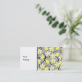Gele en grijze bloemen. Floral Pattern. Visitekaartje (Staand voorkant)
