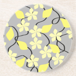 Gele en grijze bloemen. Floral Pattern. Zandsteen Onderzetter