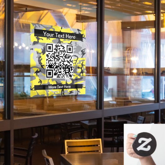 Gele en grijze camouflage, leger, leger raamsticker (Restaurant Raam)