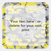 Gele en grijze camouflage, leger, leger vierkante sticker (Voorkant)