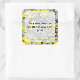 Gele en grijze camouflage, leger, leger vierkante sticker