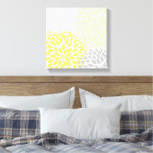 Gele en Grijze Dahlia Square Wall Art Canvas Afdruk (Insitu (Slaapkamer))