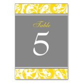 Gele en Grijze Damast Swirls Bruiloft Kaart (Voorkant)