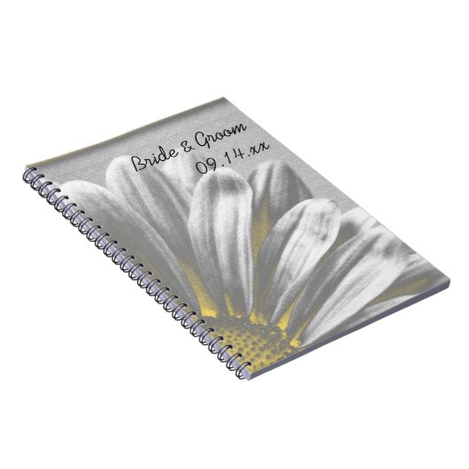 Gele en grijze hoogtepunten bruiloft notitieboek (Rechterzijde)