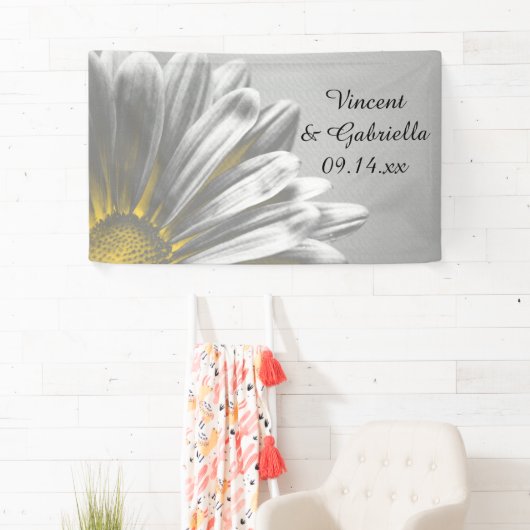 Gele en grijze hoogtepunten bruiloft spandoek (Insitu)