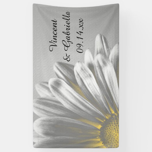 Gele en grijze hoogtepunten bruiloft spandoek (Verticaal)