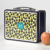 Gele en grijze luipaardprint monogram (In situ)