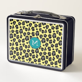 Gele en grijze luipaardprint monogram