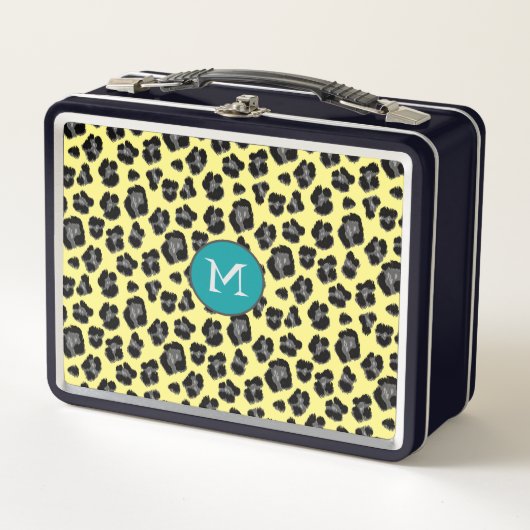 Gele en grijze luipaardprint monogram (Voorkant)