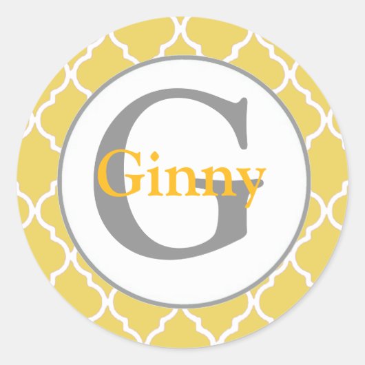Gele en grijze monogram Stickers en envelopsluitin (Voorkant)