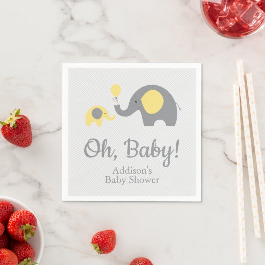 Gele en Grijze Olifant Baby shower Servetten (Insitu)