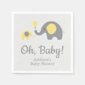 Gele en Grijze Olifant Baby shower Servetten (Voorkant)
