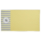 Gele en grijze poka dots en stripes, monogrammen kussensloop (Voorkant-Links)